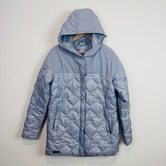Columbia Womens Puffer Jacket with hood Large lilac gray hooded coat - Picture 1 of 8